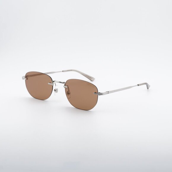 Montblanc MB0303S 003 Sunglasses Silver Square Frame Brown Lenses